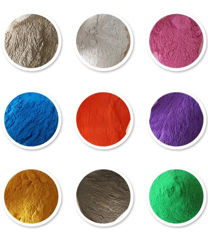 Powder coating powder material in different colors used for electrostatic coating on metal surfaces