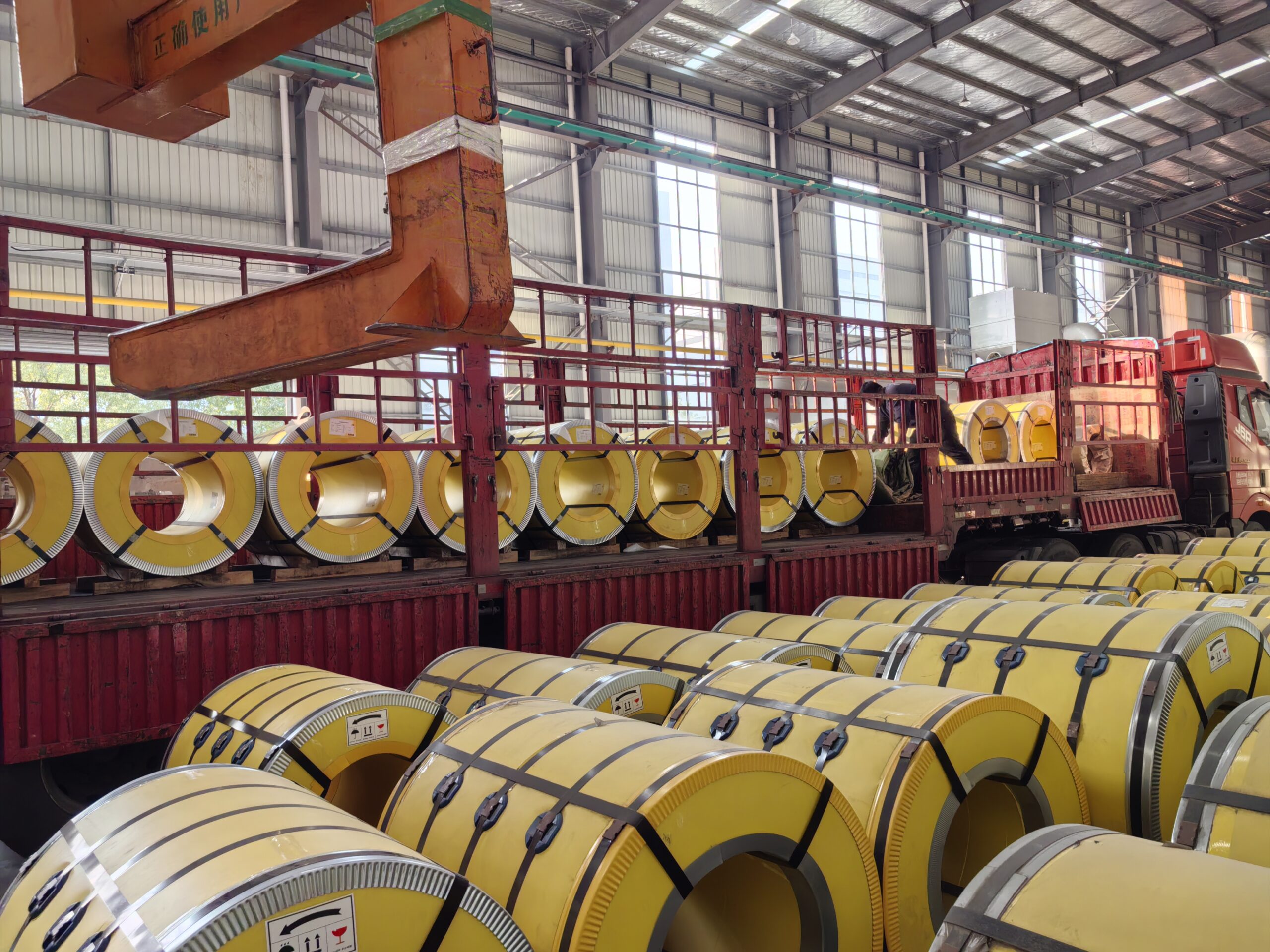 Prepainted aluminum coils in manufacturer factory warehouse