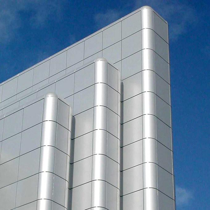 PVDF coated prepainted aluminum facade panels used in modern architectural building exterior