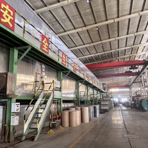 Prepainted aluminum coil coating production line inside factory workshop