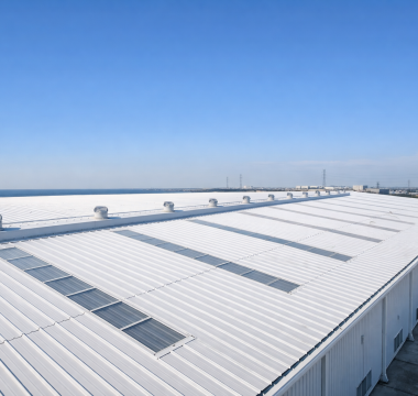 Prepainted steel roofing system for industrial buildings